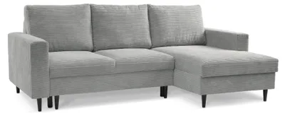Produktbild von Selsey Nalika - Ecksofa mit Schlaffunktion, Kordsamt-Bezug, hellgrau, rechtsseitig