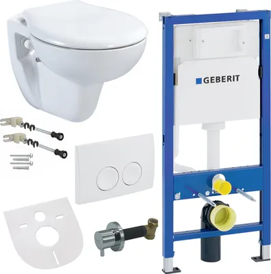 Produktbild von Belvit Hänge WC Set Weiß spülrandlos mit Taharet Bidet Softclose WC Sitz Geberit UP100 Vorwandelement waagerechter Abgang