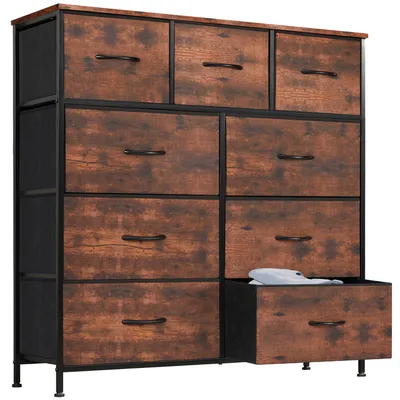 Produktbild von Schubkastenkommode Kommode Stoff 9 Schubladen Sideboard Mehrzweckschrank (Schubladenschrank), für Schlafzimmer Wohnzimmer, Kinderzimmer, Flur, Aufbewa