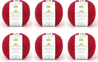 Immagine prodotto di 6x DMC Eco Vita - filo sostenibile composto dall'80% di cotone riciclato e dal 20% di fibre, 388, (Colore 555)