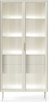 Obrázek produktu pro Vysoká vitrína SULIGENT - kašmír + LED osvětlení