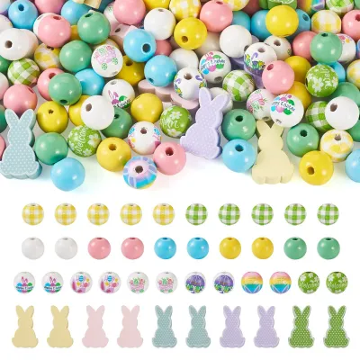Image de Solidchoice - 160 perles en bois naturel pour la création de bijoux artisanaux
