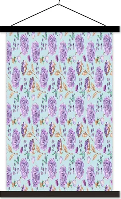 Produktbild von MuchoWow® Textilposter Blumen - Rosen - Flieder 120x180 cm mit schwarzem Rahmen - Fotos