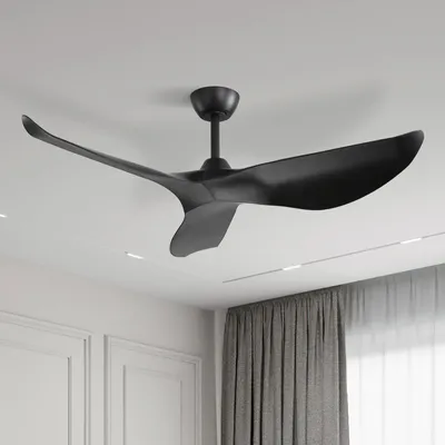 Produktbild von Sofucor 132 cm moderner Deckenventilator, Innen-/Außenbereich, mit Beleuchtung und Fernbedienung – Schwarz Flügel, Gold-Schwarz