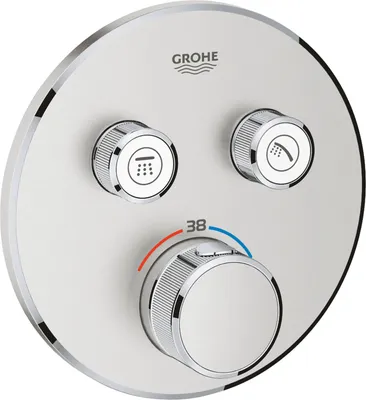 Produktbild von Grohe Grohtherm SmartControl Thermostat mit zwei Absperrventilen, Wandrosette rund, 29119DC0