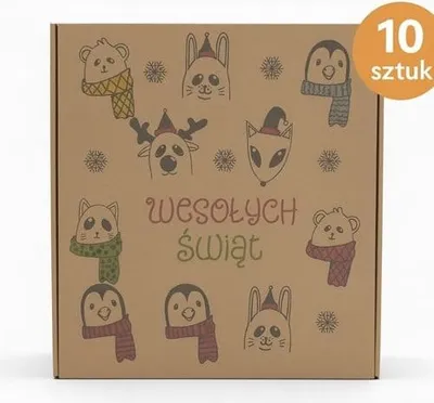 Image de Carton avec découpe, cadeau de Noël, 300 x 300 x 110 mm, 10 pièces