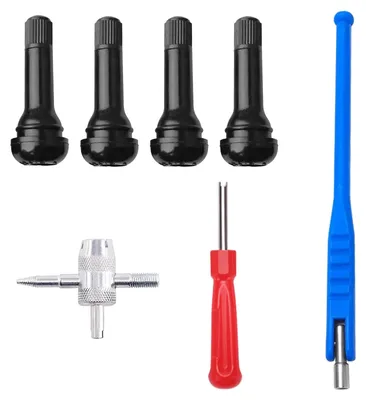 Immagine prodotto di Set di 7 pezzi per la riparazione delle valvole pneumatiche, modello TR414, in plastica, compatibile con la maggior parte dei veicoli