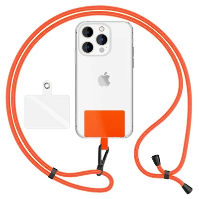 Obrázek produktu pro HoldMe Air Edition - Univerzální šňůrka se 2 podložkami a karabinou (matná černá) - 160cm popruh na mobilní telefon - oranžová
