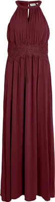 Productafbeelding van Vila Damen Vimilina halterneck maxi jurk - Model: Kleid, Kleur: Cabernet/Details: Elastiek, Maat: 38