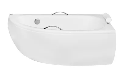 Produktbild von Badewanne Eckbadewanne 150x70 Rechts mit AcrylSchürze + Handgriffen + Kopfstütze, Ablauf & Füße GRATIS | Komplettset 6in1 | BADLAND MILENA PREMIUM