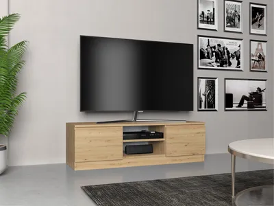 Produktbild von CDF TV-Schrank 120 | Farbe: Eiche Artisan | Moderner Fernsehtisch | Ablagen für Audio-/Videogeräte | Stauraum für Kleinigkeiten