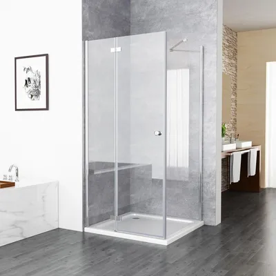 Produktbild von Duschkabine 100x70x195cm Eckeinstieg Schwingtür , 100 Scharniertür mit 70 Seitenwand 6mm ESG Glas Duschwand, Pendeltür Komplett Dusche Duschabtrennung
