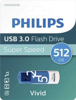 Productafbeelding van Philips USB 3.0 - 512GB Vivid Edition, kleur: lichtblauw