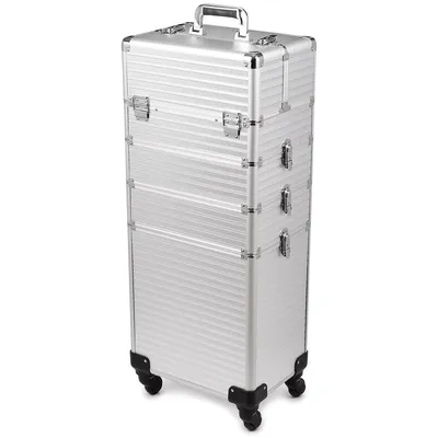 Produktbild von Kosmetikkoffer auf Rollen Aluminium Silber 70L Make-up Trolley 4-teilig