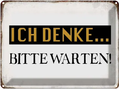 Produktbild von vianmo Blechschild 30x40 cm ich denke bitte warten Retro Spruch Zitat