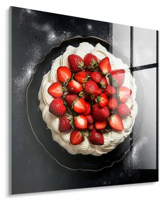 Produktbild von STYLER Glasbild 30x30 cm Pavlova Cake Dessertmotiv Küchenmotiv Wanddekoration Küche Esszimmer Café Konditorei
