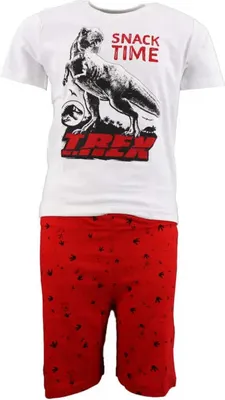 Produktbild von Jurassic World T-Rex Kinder Schlafanzug Pyjama – Weiß / 104