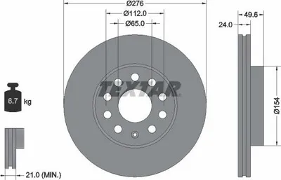 Produktbild von 2x TEXTAR Bremsscheibe 92271905 für VW Golf VII Schrägheck (5G1 BQ1 BE1 BE2)