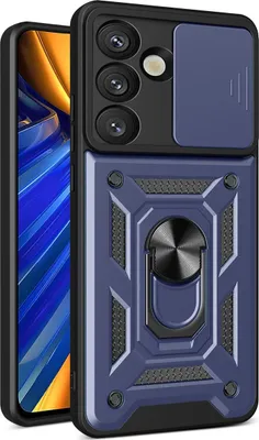 Produktbild von Hybrid Armor Camshield Hülle Mit Kameraabdeckung Und Metallring Für Samsung Galaxy S25 - Blau