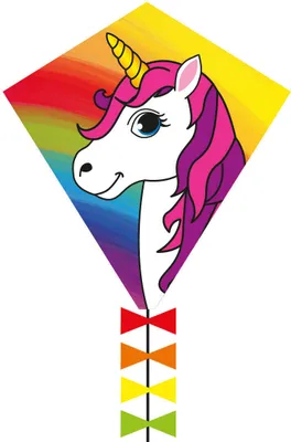 Produktbild von Invento Eddy Unicorn - Kinderdrachen, ab 5 Jahren, 50x45cm+2,5m Drachenschwanz, inkl.10kp Polyester
