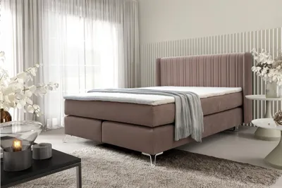 Productafbeelding van Boxspringbed voor de slaapkamer, model AGNUS, afmetingen 180x200 cm, bekleed met stof Salvador in de kleur schokobruin