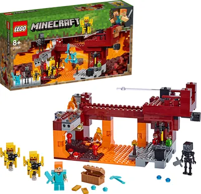 Produktbild von LEGO 21154 Minecraft Die Brücke, Bauset mit Alex-Minifigur, Whiter-Skelett, Lava und Lohefiguren, Minecraft-Nether-Kulisse, Spielzeuge für Kinder