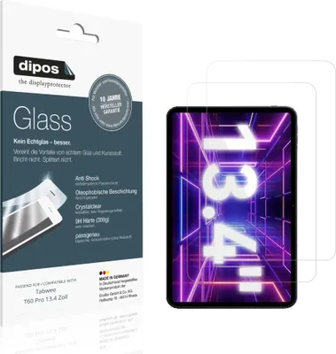 Produktbild von 2x Schutzfolie für Tabwee T60 Pro 13.4 Zoll - Anti-Shock 9H Folie dipos Glass Kunststoffglas