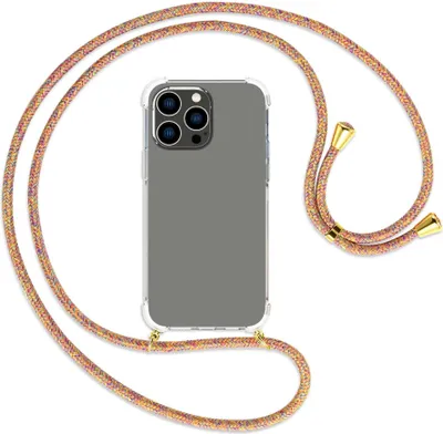 Produktbild von Handykette Backcover-Schutzhülle mit Band (Metall goldfarben) für Apple iPhone 14 Pro Max (6.7'') - Rainbow