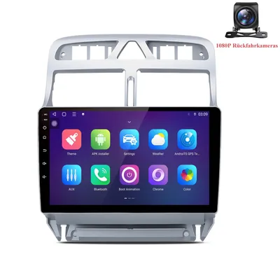 Produktbild von Android Autoradio mit Rückfahrkamera für Peugeot 307 SW CC 2002-2013 CarPlay Android Auto GPS Navi 6+128GB 4G LTE WIFI RDS SWC BT DAB+9 Zoll