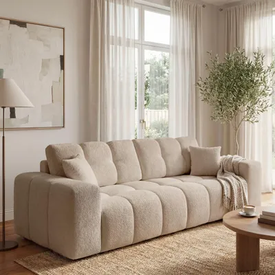 Produktbild von BroMARKT Sofa mit Schlaffunktion NEBU 200x145 cm Klappsofa mit Bettkasten Creme