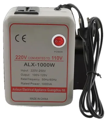 Immagine prodotto di Trasformatore, da 220V-250V a 110V-120V, con protezione da sovraccarico, potenza massima 1000W