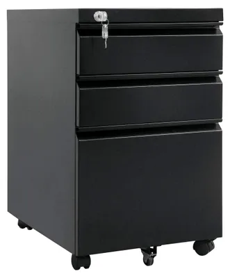 Produktbild von Büro-Rollcontainer mit Schloss, 3 Schubladen, 39x64x50cm, Schwarz