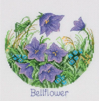 Produktbild von Klart Kreuzstich Stickpackung "Blumenkomplimente. Glockenblumen", Zählmuster, 15x15cm