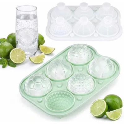 Silikon-Eiswürfelform, rund, 6 Fächer, 5 cm, BPA-frei, grün