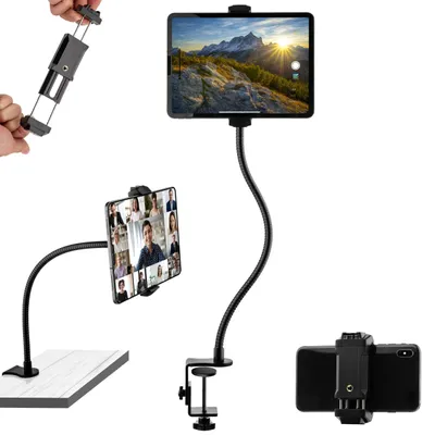 Productafbeelding van Flexibele Telefoon- en Tablet Houder met Tafelklemming - Zwart