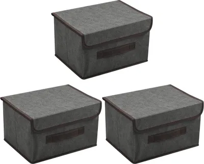 Aufbewahrungsboxen für Spielzeug und Kleidung - 3 Stück, grau, faltbar, mit Griffen, multifunktionaler Organizer (26 x 19 x