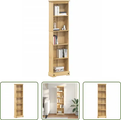 Produktbild von The Living Store Bücherregal Corona 46x20x170 cm Massivholz Kiefer