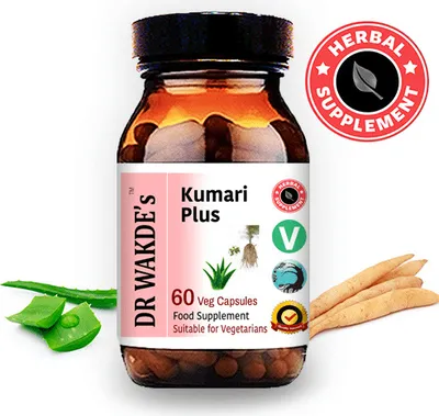 Obrázek produktu pro DR WAKDE'S Kumari Plus Capsules | 60 Vegi Caps | Ayurvedic Supplement | Vegan | 100% Herbs | Množstevní slevy | Doprava ve stejný den