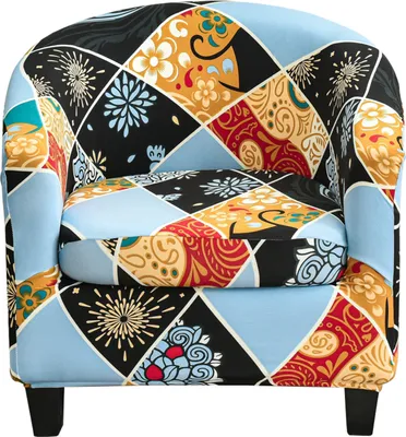 Obrázek produktu pro 2 kusy potahu na židle Club Chair Covers, Stretch Printed Chair Cover s odděleným potahem na sedák, kryt na pohovku (modrá žlutá)