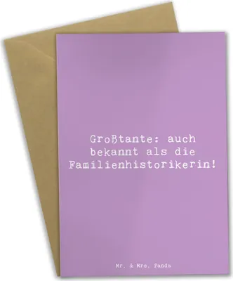 Produktbild von Mr. & Mrs. Panda Grußkarte Spruch Großtante Historikerin - Lavendeltraum - Geschenk, herzerwärmende Sprüche, osterkarte, emotionale Unterstützung, neujahrskarte, Jubiläen