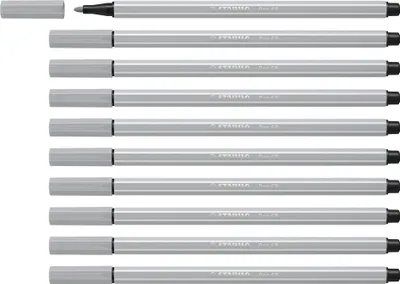 Produktbild von Premium-Filzstift - STABILO Pen 68 - 10er Pack - hellgrau