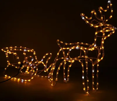 Produktbild von LED Rentier mit Schlitten Beleuchtet Lichtschlauch 264 LED Weihnachten 150 cm