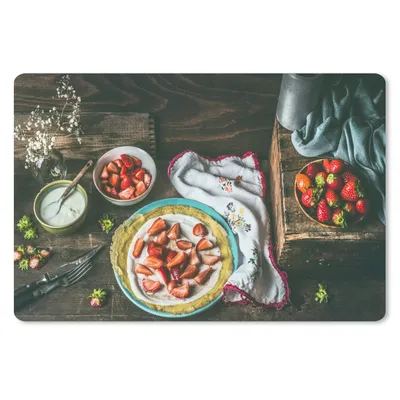 Produktbild von MuchoWow® Schreibtischunterlage Erdbeere - Rustikal - Obst - Rustikale Blumen 60x40 cm - XXL Mauspad - Großes Mauspad