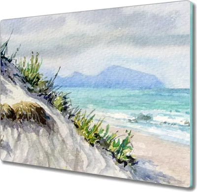 Produktbild von Coloray Herdabdeckplatte 60x52 cm Schneidebrett Kochplattenabdeckung Küchenbrett Hackbrett - Coast Strand Natur