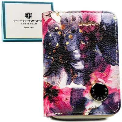 Obrázek produktu pro Peterson Dámská peněženka RFID květinová multicolor přírodní a ekologická kůže 10,5x7,5 cm