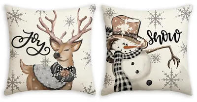 Weihnachtskissen 2er-Set, 45x45 cm, Leinen, Elch-Motiv