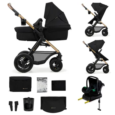 Produktbild von Kinderkraft MOOV 2 AIR - 4-in-1 Kinderwagen - Babywanne, Buggy und MINK PRO i-Size - Aufblasbare Räder - UPF50+ Verdeck - Bis 27 kg - Zwart