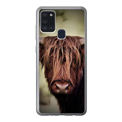 Produktbild von MuchoWow® Handyhülle Schutzhülle Hülle für Samsung Galaxy A21s Schottischer Hochländer - Licht - Porträt - Natur Silikon Softcase Handy Hülle - Hartschale