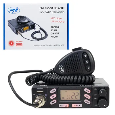 Obrázek produktu pro CB vysílačka PNI Escort HP 6800 ASQ, 12/24 V, MP3 přehrávač, USB konektor, 4 W, AM-FM
