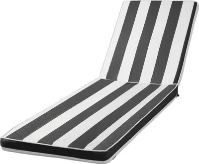 Produktbild von Liege-Kissen, 89 x 56 x 71 cm, 2er-Set Outdoor-Liegestuhlkissen, wasserfest und lichtbeständige Sonnenliegenkissen mit Bändern, Terrassenliegenauflagen für Poolterrassen, schwarz-weiß gestreift